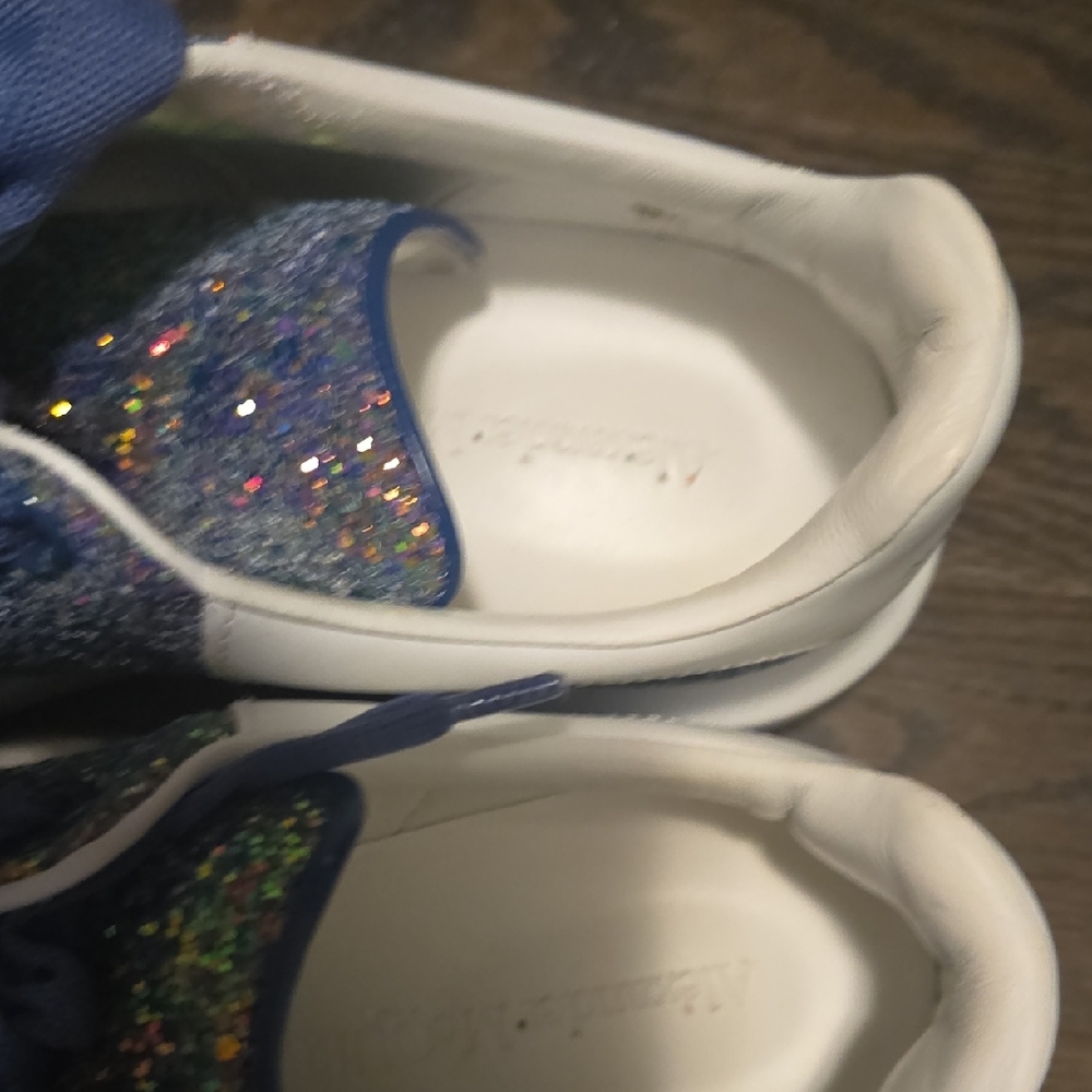 Alexander McQueen White Sneakers with Blue Glitter - Picture 8 of 10